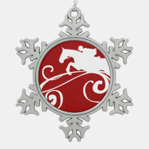 Englisch Equestrian Blühe Schneeflocken Zinn-Ornament