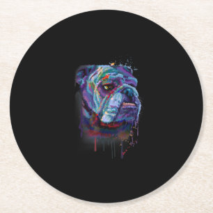 Englisch Farbenfroge Bulldogge Geschenk Eine Engli Runder Pappuntersetzer