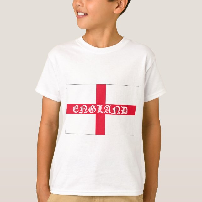Englisch Flag Weißer Text T-Shirt (Vorderseite)