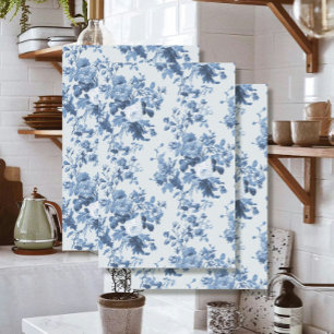 Englisch Floral French Blue and White LG Decoupage Seidenpapier