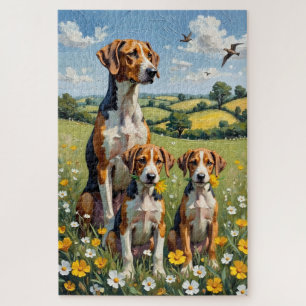 Englisch Foxhound Buttercup Wiese Kunst Puzzle