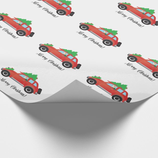 Englisch Foxhound Dog Driving a Car - Christmas Tr Geschenkpapier (Ecke)
