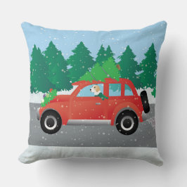 Englisch Foxhound Dog Driving a Car - Christmas Tr Kissen