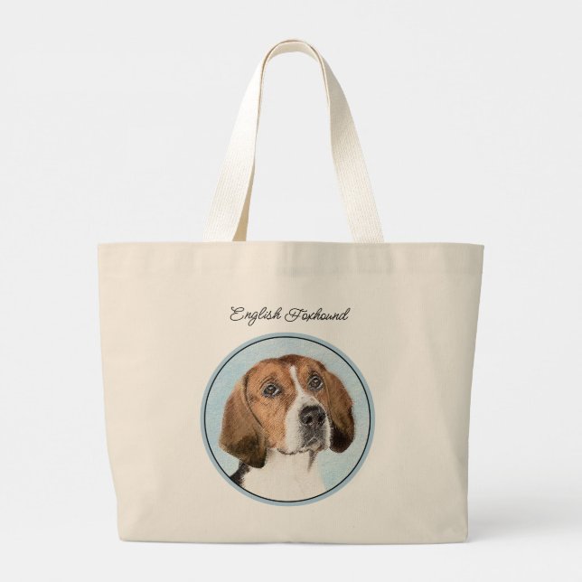 Englisch Foxhound Malerei Niedlich Original Hunde  Jumbo Stoffbeutel (Rückseite)