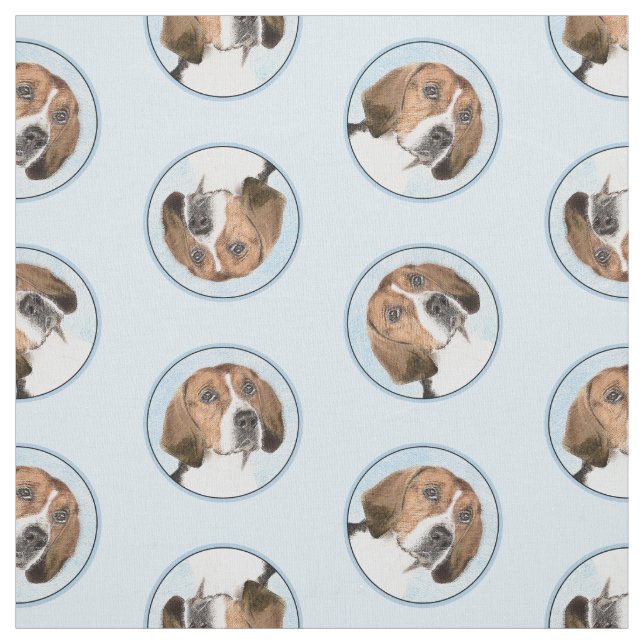Englisch Foxhound Malerei Niedlich Original Hunde  Stoff (Muster)