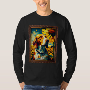 Englisch Foxhound Malerei Sonnenblume Blume Mutter T-Shirt