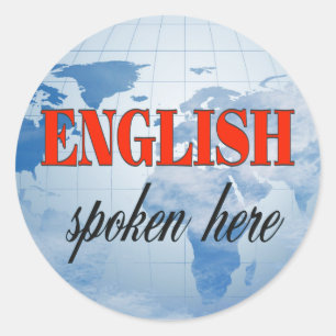 Englisch gesprochen hier bewölkte Erde Runder Aufkleber