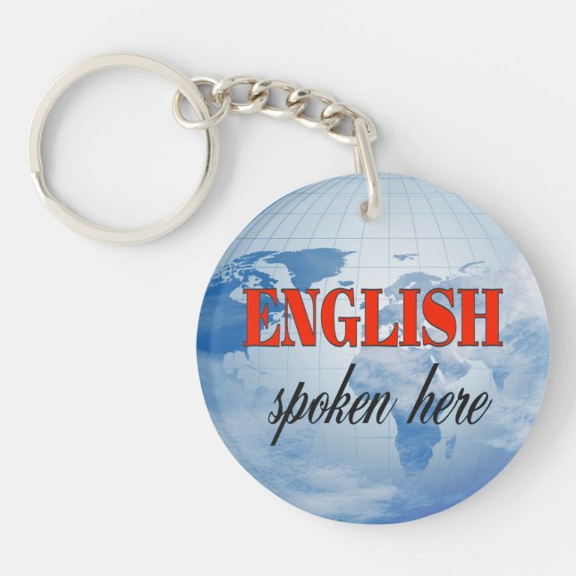 Englisch gesprochen hier bewölkte Erde Schlüsselanhänger (Vorderseite)