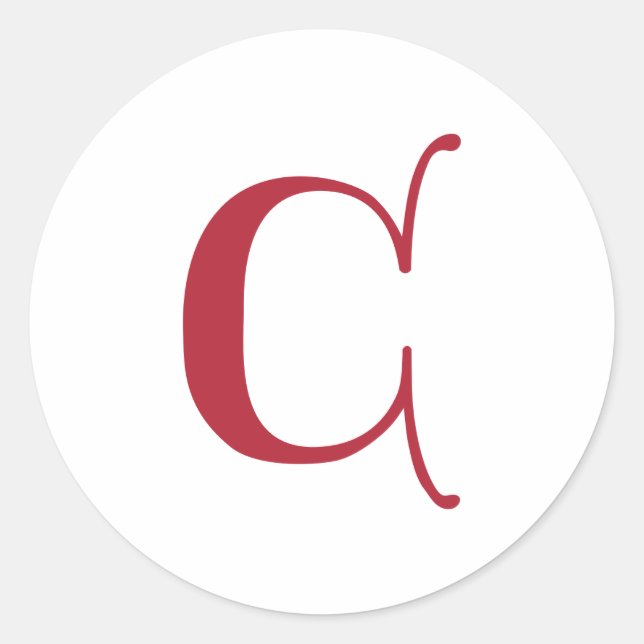 Englisch Gothic Monogram Letter C Runder Aufkleber (Vorderseite)