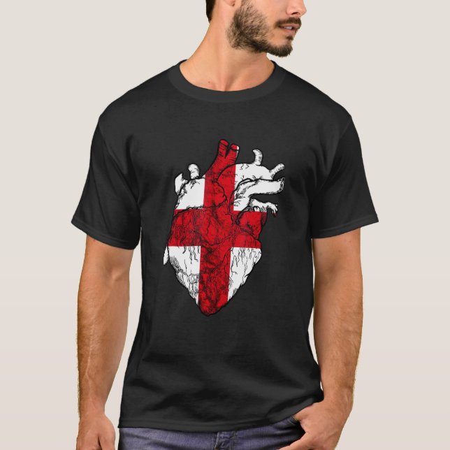 Englisch Heart England Flag St George's Cross Engl T-Shirt (Vorderseite)