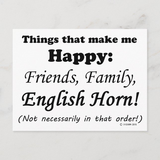 Englisch Horn macht mich glücklich Postkarte (Vorderseite)