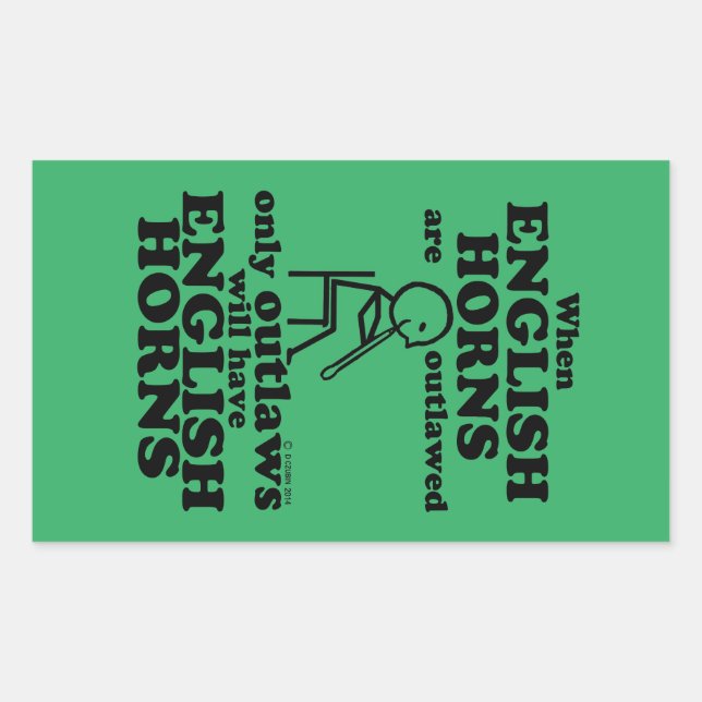 Englisch Horns Outladed Rectangle Sticker (Vorderseite)