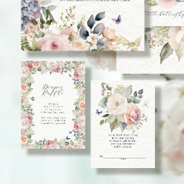 Englisch Hütte Floral Baby Girl Diaper Raffle Begleitkarte