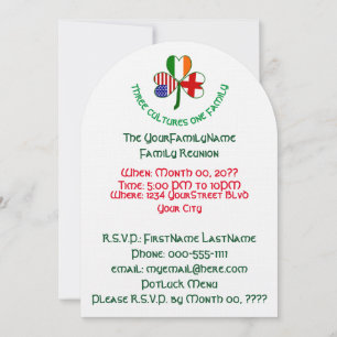 Englisch-Irisch-Amerikanische Shamrock-Familientre Einladung