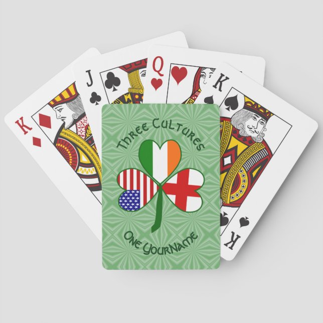 Englisch Irish American Flag Kleeblatt Personalisi Spielkarten (Rückseite)