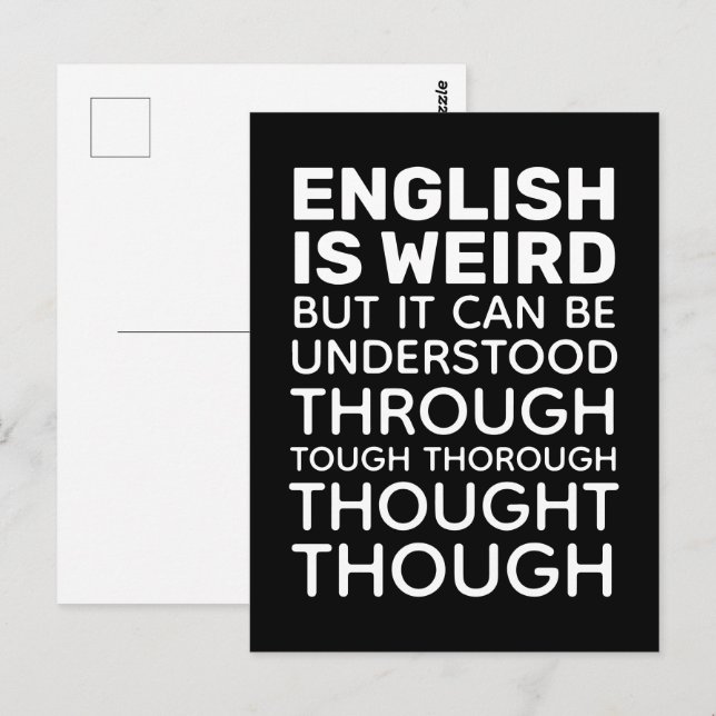 Englisch ist komisch Funny Grammar Black Postkarte (Vorne/Hinten)