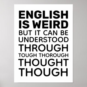 Englisch ist seltsam Lustige Grammatik Poster