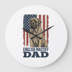 Englisch Mastiff Vater Patriotisches Vintage Hund Große Wanduhr