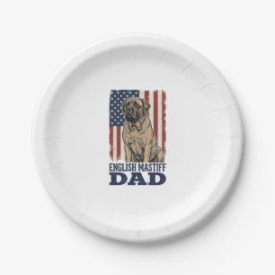 Englisch Mastiff Vater Patriotisches Vintage Hund  Pappteller