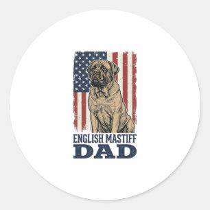 Englisch Mastiff Vater Patriotisches Vintage Hund Runder Aufkleber