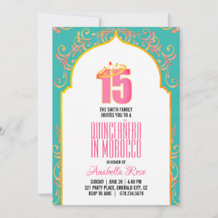 ENGLISCH morocco QUINCEAÑERA arabische Nächte PINK Einladung