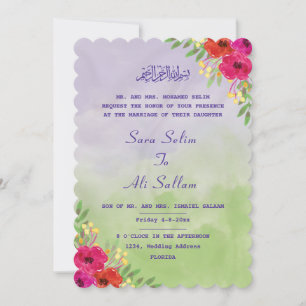 Englisch Muslim Lavendel & green Watercolor Floral Save The Date