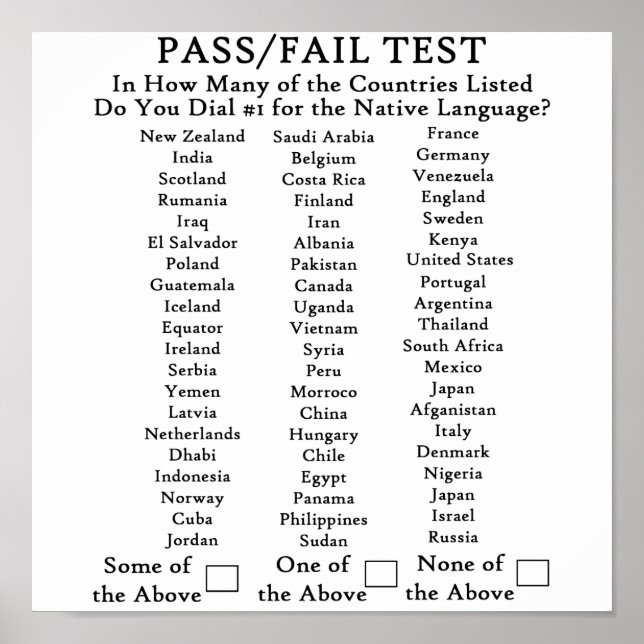 Englisch nur in den USA Poster (Vorne)