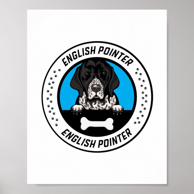 Englisch Pointer Peeking Illustration Abzeichen Poster (Vorne)
