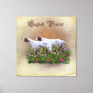 Englisch Pointer Tapestry Poster Triptych Acrylic  Leinwanddruck