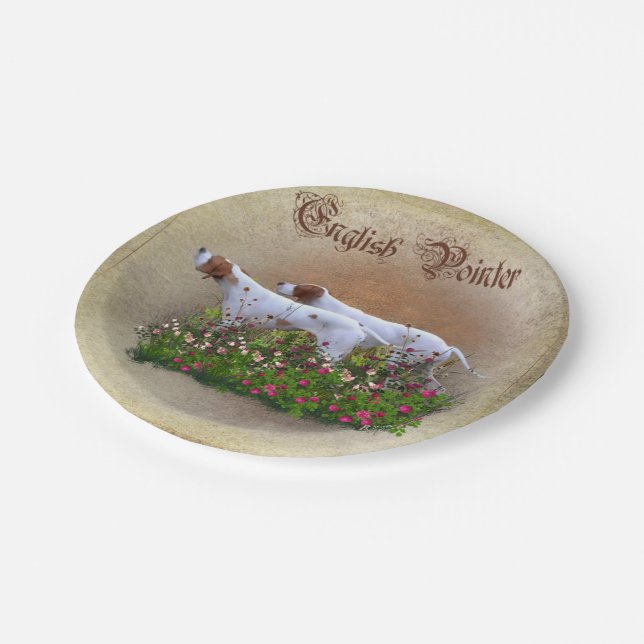 Englisch Pointer Tapestry Poster Triptych Acrylic  Pappteller (Schrägansicht)