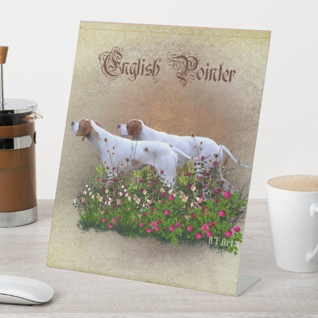 Englisch Pointer Tapestry Poster Triptych Acrylic  Sockelschild (In Situ)