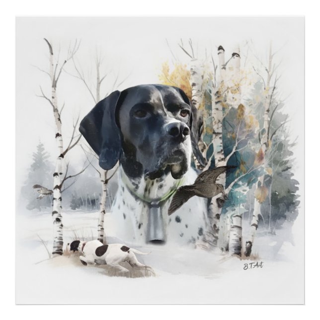 Englisch Pointer , Woodcock Jägersaison , Kunst Fotodruck (Vorne)