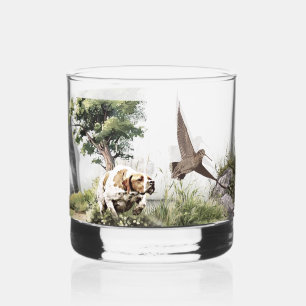 Englisch Pointer , Woodcock Jägersaison , Kunst Whiskyglas