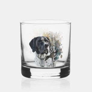 Englisch Pointer , Woodcock Jägersaison , Kunst Whiskyglas