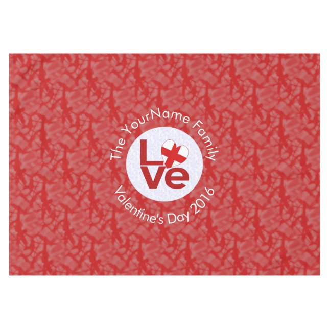 Englisch Red LIEBE Flag Personalisiert Tischdecke (Vorderseite (Horizontal))