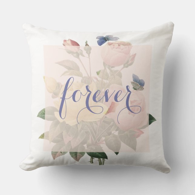 Englisch Rose Butterfly Garden Wedding Forever Kissen (Vorderseite)