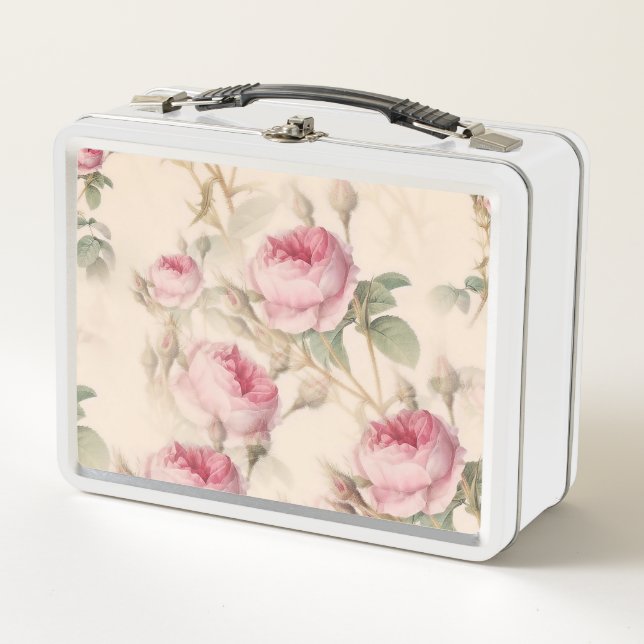 Englisch Rose Metal Lunchbox (Vorderseite)