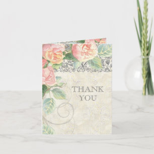 Englisch Rose & Silver Dankeschön Dankeskarte