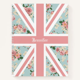Englisch Rose Union Jack Floral Custom Notizbuch
