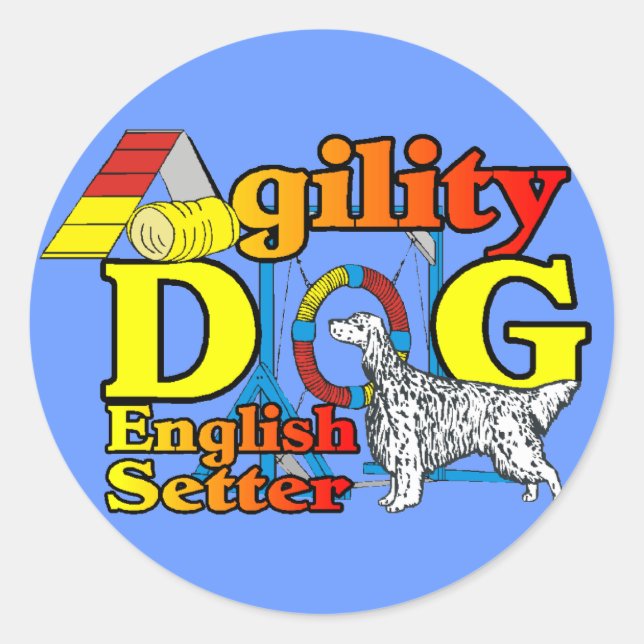 Englisch Setter Agility Geschenke Runder Aufkleber (Vorderseite)