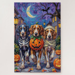 Englisch Setter Halloween-Kostüm beim Süßigkeiten- Puzzle