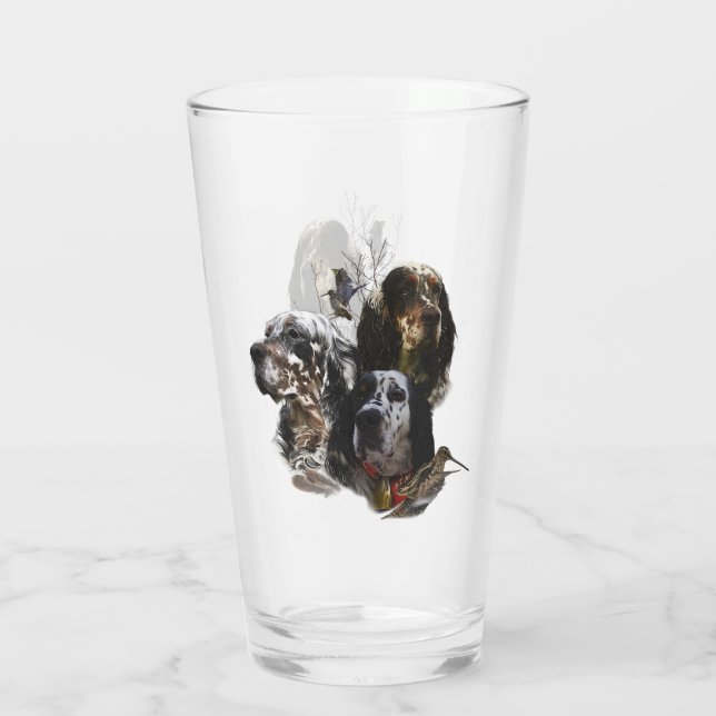 Englisch Setter, Holzhacken Glas (Rückseite)
