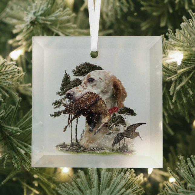 Englisch Setter, Holzhacken Ornament Aus Glas (Insitu)
