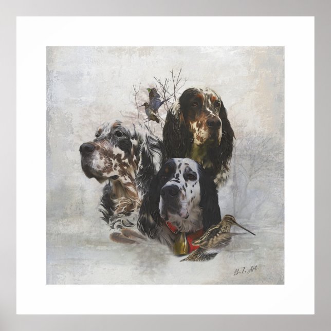 Englisch Setter, Holzhacken Poster (Vorne)