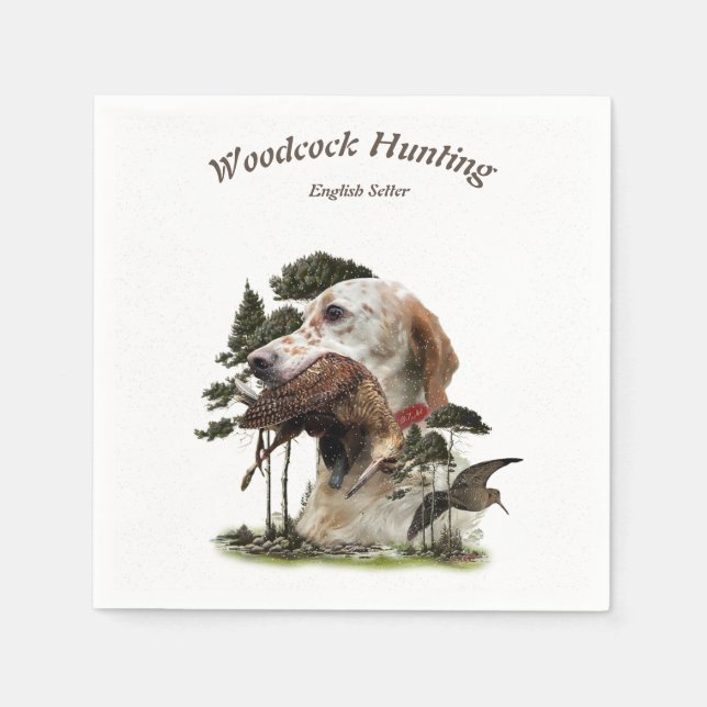 Englisch Setter, Holzhacken Serviette (Vorderseite)