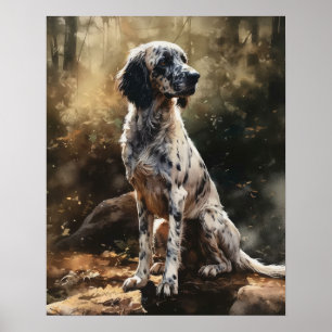 Englisch Setter Hund Kunst Druck Poster