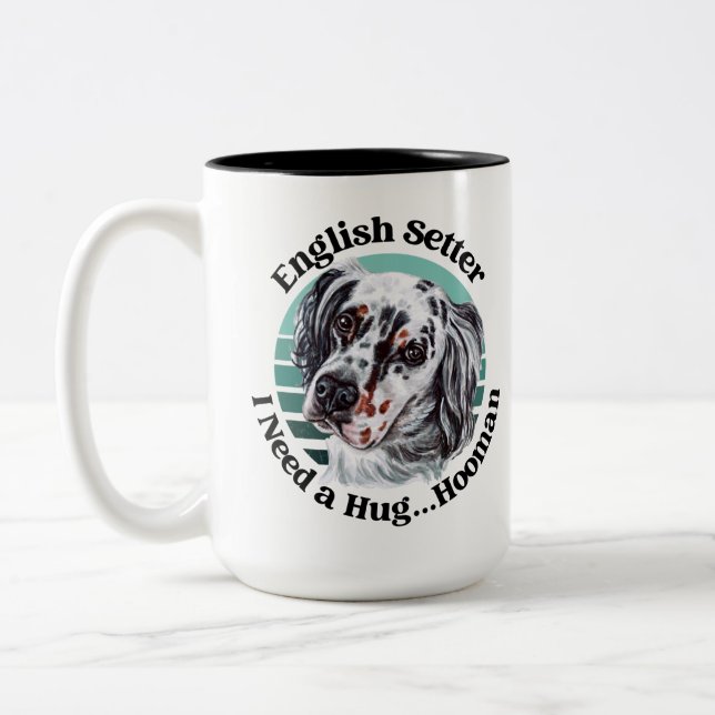 Englisch Setter lustiges Zitat Zwei-Tone-Tasse Zweifarbige Tasse (Links)