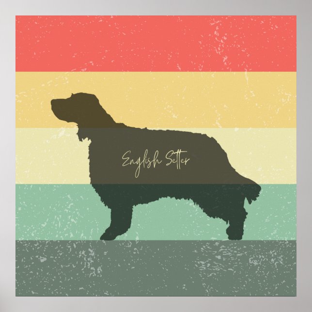 Englisch Setter - Retro Sunset - Wall Art Poster (Vorne)