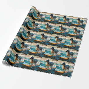 Englisch Setter Strand Surfen Malerei Geschenkpapier