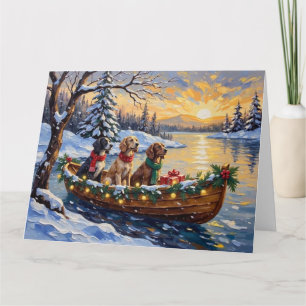 Englisch Setter Weihnachtsboot Urlaub Karte